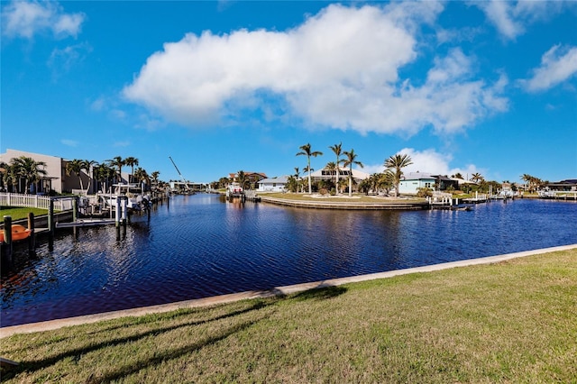 view of water feature featuring a boat dock