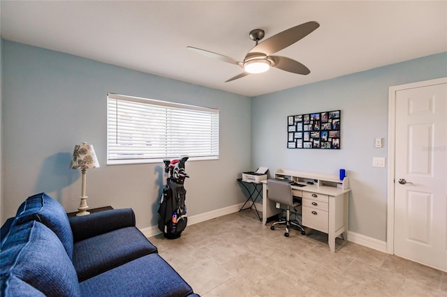 office featuring ceiling fan