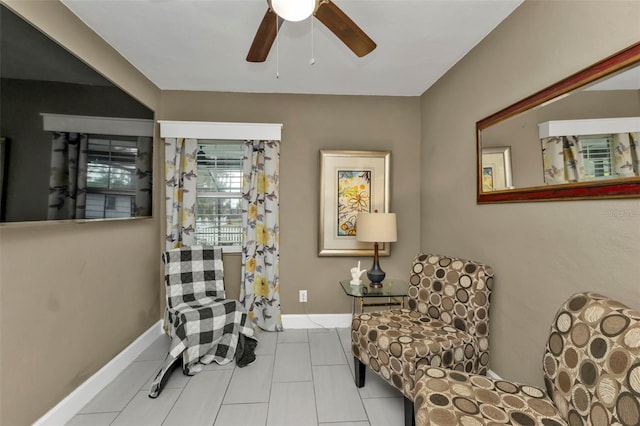509 W Olympia Ave, Punta Gorda, FL 33950 - sitting room featuring a ceiling fan and tile patterned floors