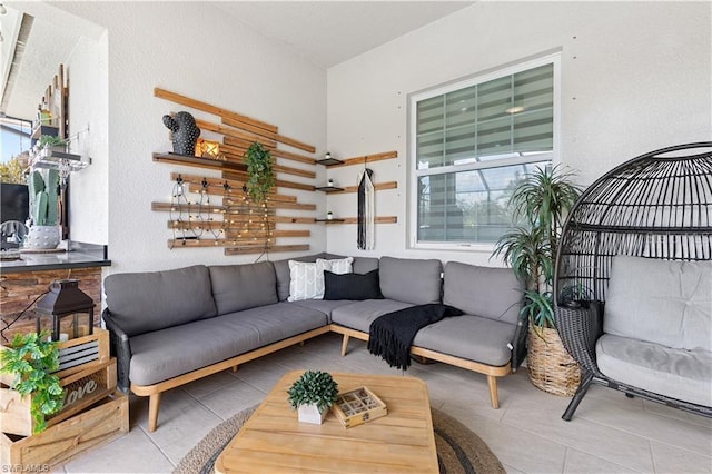 view of tiled living room