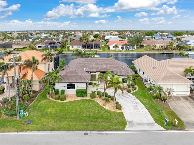 bird's eye view featuring a water view