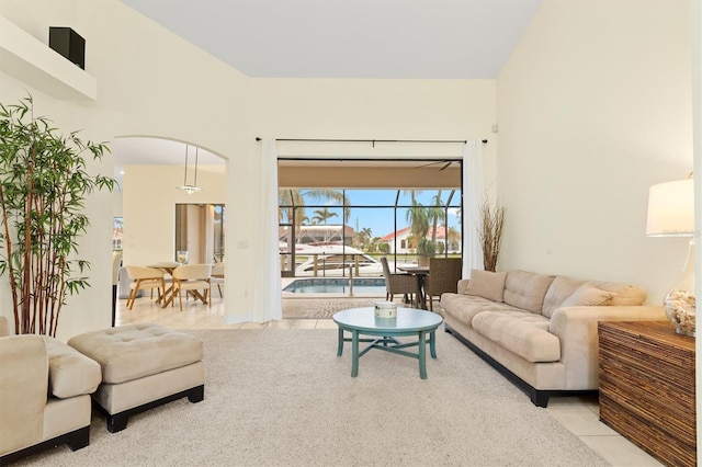 view of tiled living room