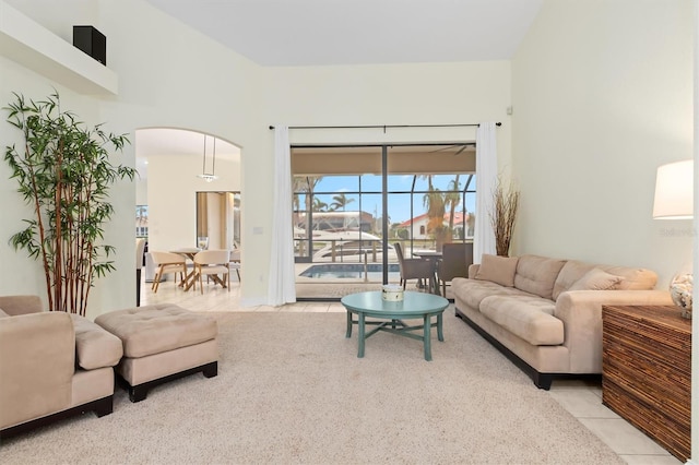 view of tiled living room