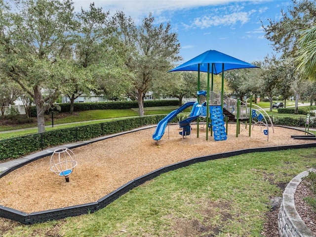 view of play area with a yard