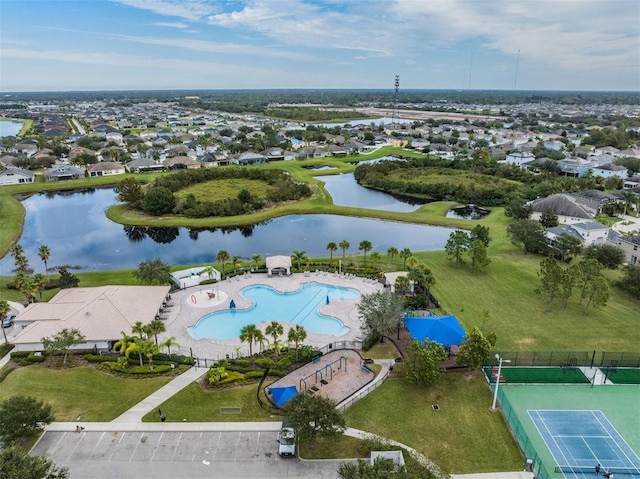 bird's eye view featuring a water view