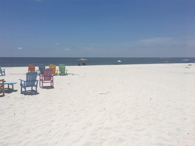 view of water feature with a view of the beach