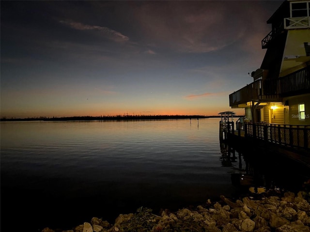 view of dock featuring a water view