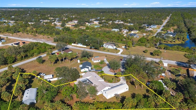 aerial view with a residential view and a water view