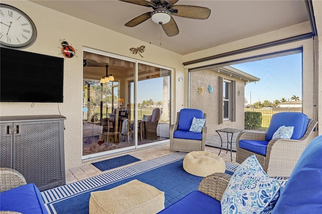 view of patio / terrace with outdoor lounge area and ceiling fan