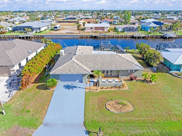 bird's eye view featuring a water view