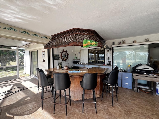 kitchen with a wealth of natural light and a textured ceiling