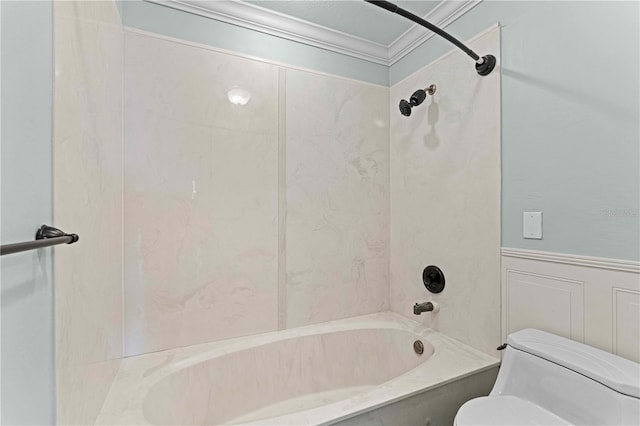 1600 W Marion Ave Unit 234, Punta Gorda, FL 33950 - full bathroom with tub / shower combination, ornamental molding, and a wainscoted wall