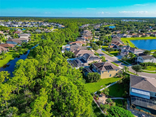 bird's eye view featuring a water view