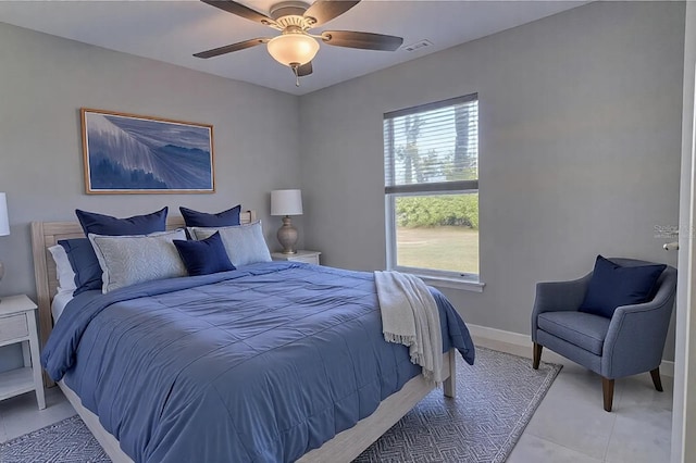 bedroom featuring ceiling fan