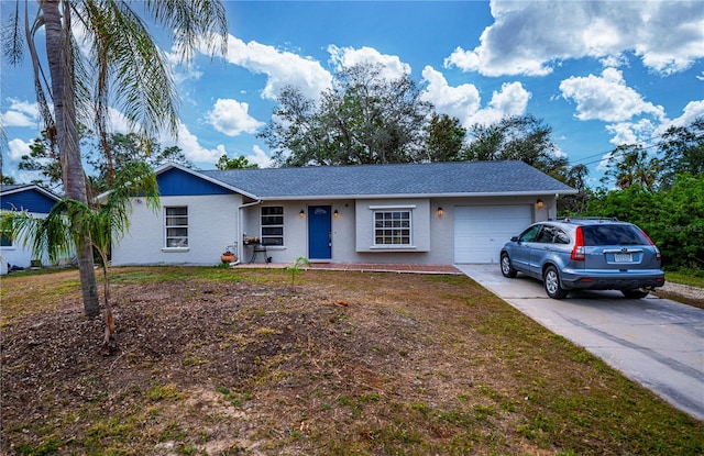 single story home with a garage