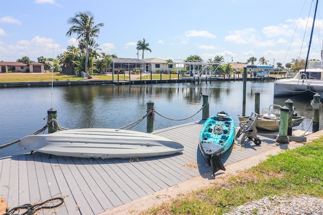 view of dock featuring a water view