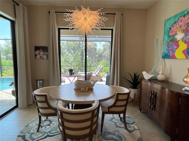 view of tiled dining room