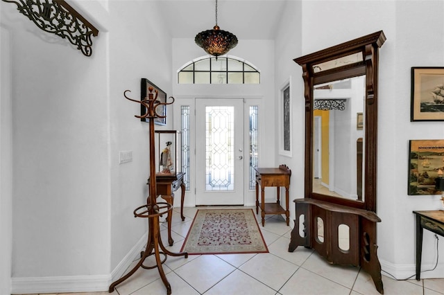 entryway featuring light tile patterned flooring