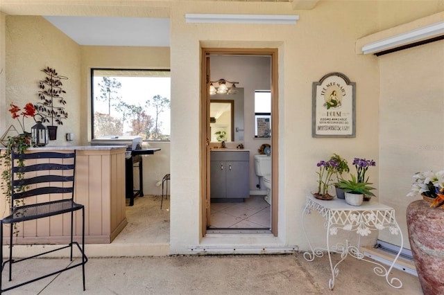 interior space with a wet bar