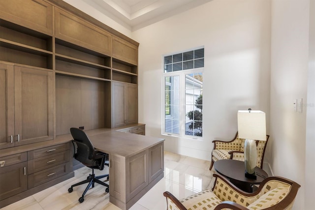 home office featuring light tile patterned floors