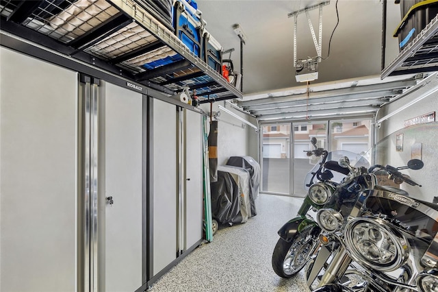 garage with a garage door opener