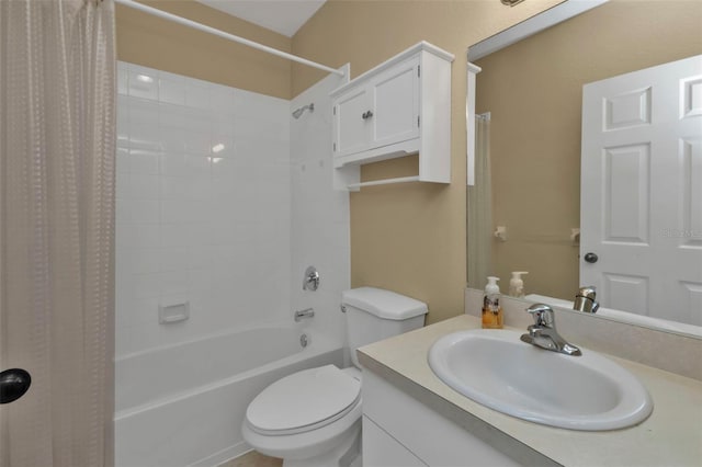 full bathroom featuring vanity, toilet, and shower / tub combo