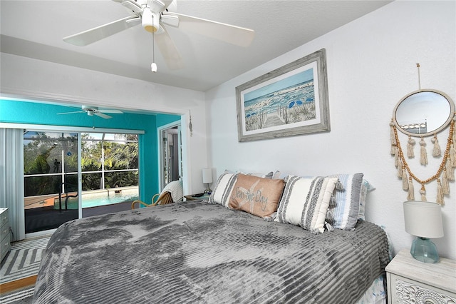 bedroom featuring ceiling fan