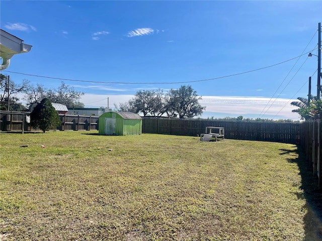 view of yard with a shed