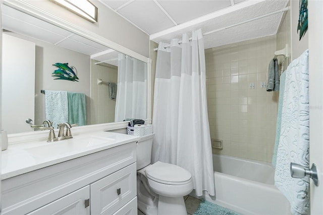 full bathroom featuring vanity, toilet, and shower / bath combo with shower curtain