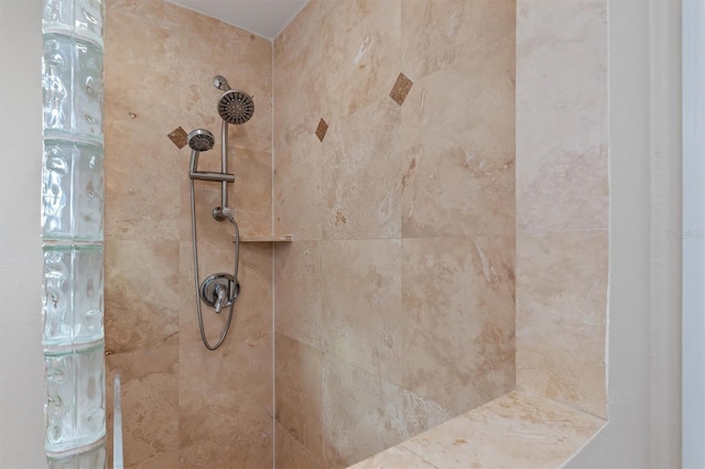 interior details featuring tiled shower