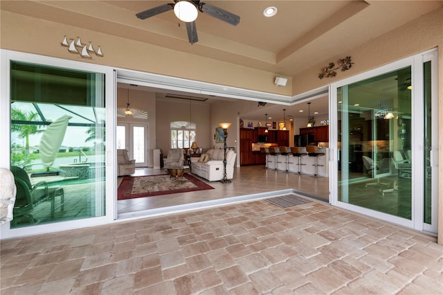 view of patio with ceiling fan