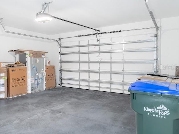 garage with a garage door opener