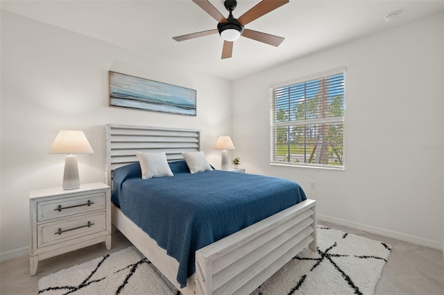 bedroom featuring ceiling fan