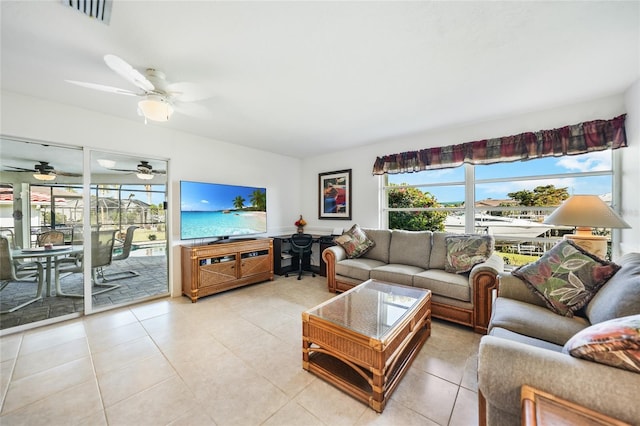 view of tiled living room