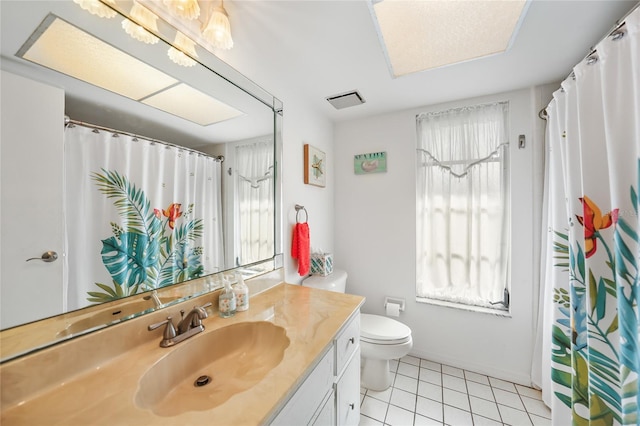 bathroom with tile patterned flooring, vanity, and toilet