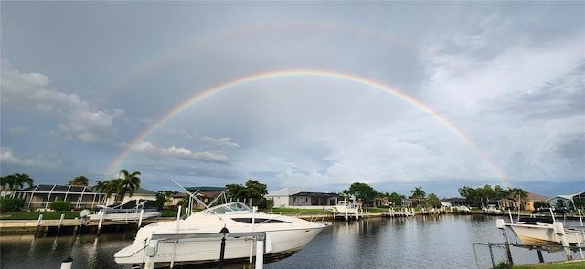 view of dock featuring a water view