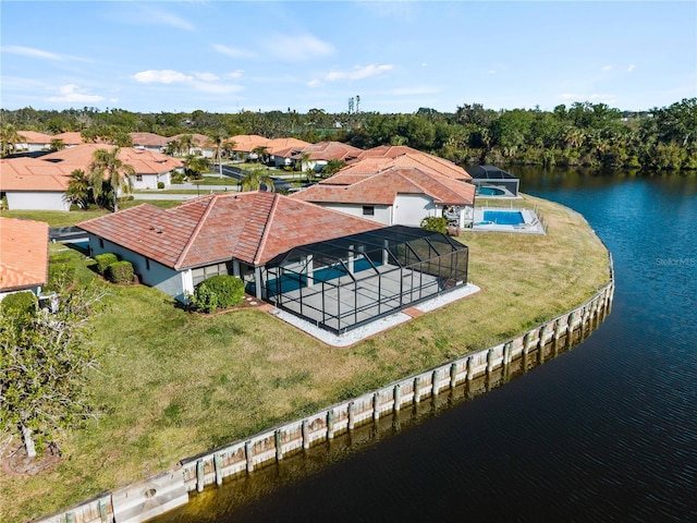 1946 Cove Pointe Dr, Venice, FL 34293 - aerial view of residential area featuring a large body of water and a pool