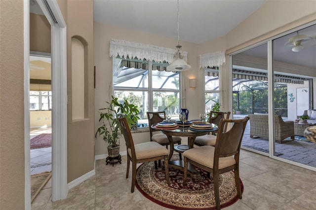 view of tiled dining area