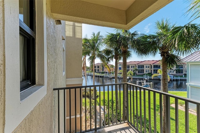 balcony with a water view