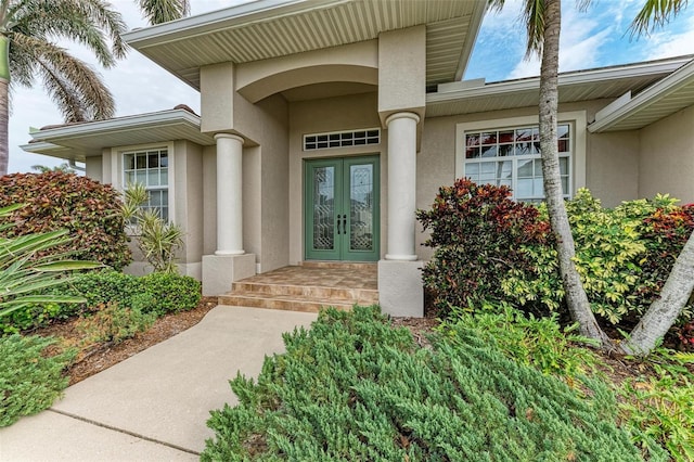 property entrance with french doors