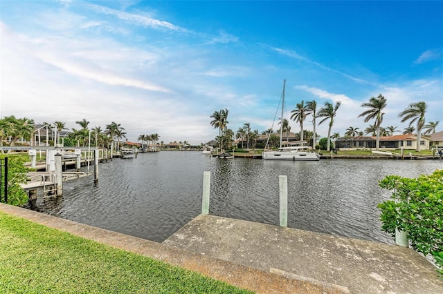 view of dock featuring a water view