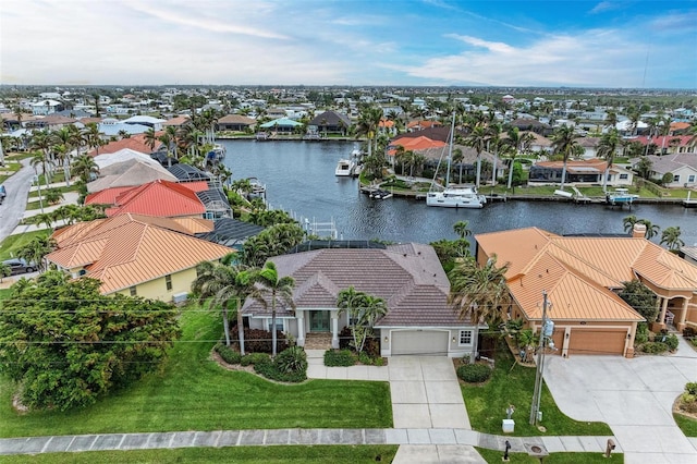 bird's eye view featuring a water view