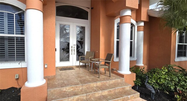 doorway to property with french doors