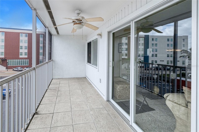 balcony with ceiling fan