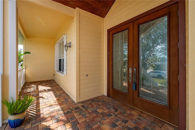 entrance to property featuring french doors