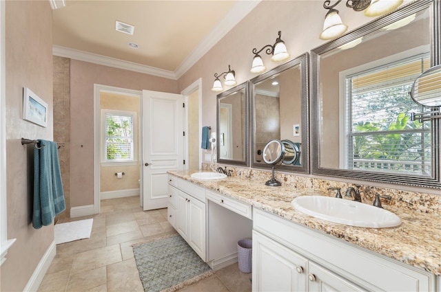 4431 Gardner Dr, Port Charlotte, FL 33952 - full bath featuring double vanity and crown molding