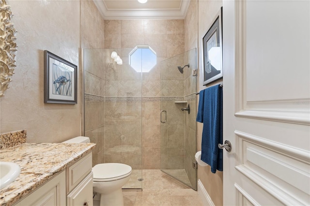 4431 Gardner Dr, Port Charlotte, FL 33952 - full bath featuring vanity, ornamental molding, and a shower stall