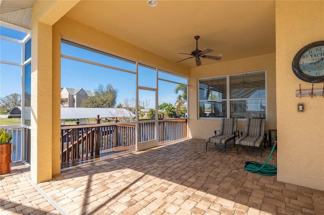 4431 Gardner Dr, Port Charlotte, FL 33952 - view of patio / terrace with a ceiling fan and a lanai