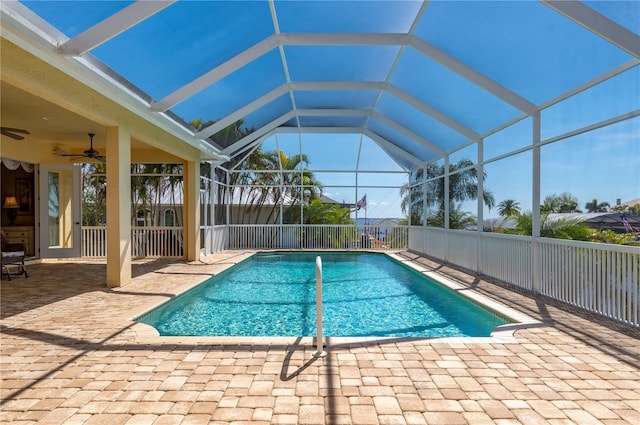4431 Gardner Dr, Port Charlotte, FL 33952 - view of pool featuring a patio, a ceiling fan, and a lanai