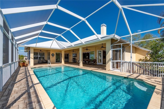 4431 Gardner Dr, Port Charlotte, FL 33952 - view of pool featuring ceiling fan, a patio area, and a lanai